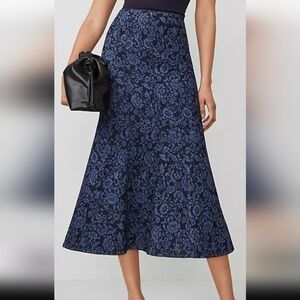Ann Taylor Denim Blue Floral Maxi Skirt